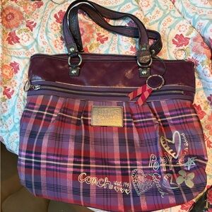 Purple Tartan Coach Poppy Bag
